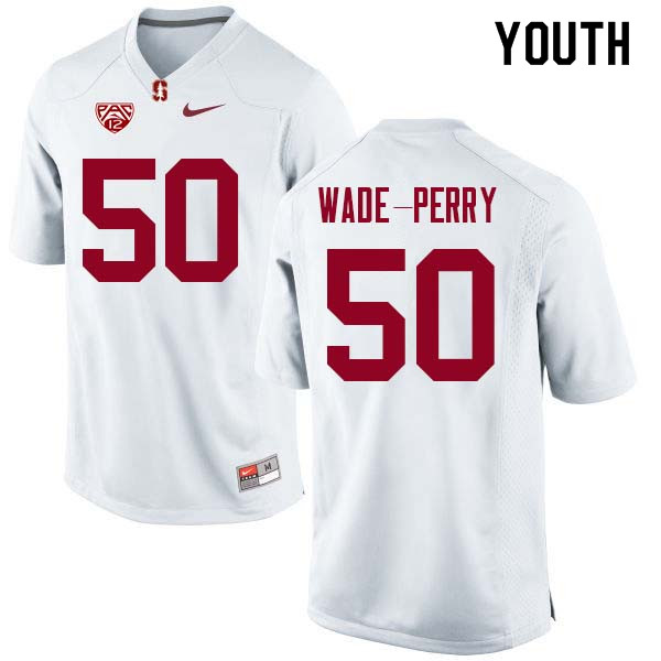 Youth Stanford Cardinal #50 Dalyn Wade-Perry College Football Jerseys Sale-White - Click Image to Close